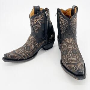 Old Gringo Black Dulce Calavera Sugar Skull Western Cowgirl Short Boot size 7.5